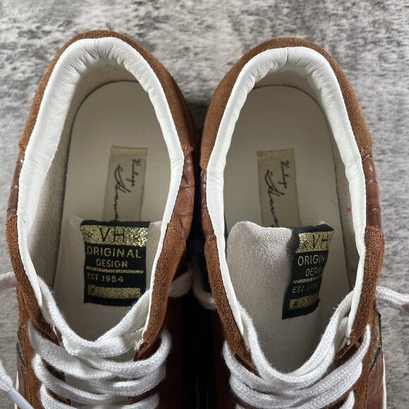 Vintage Havana Punch Sneaker Brown Croco Size 8 Slip On Leather Detail Sequence - Picture 9 of 10